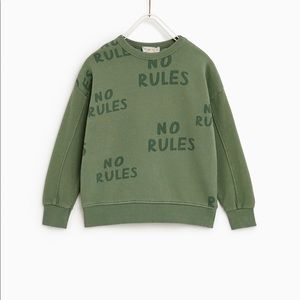 Zara Printed No Rules Slogan Sweatshirt